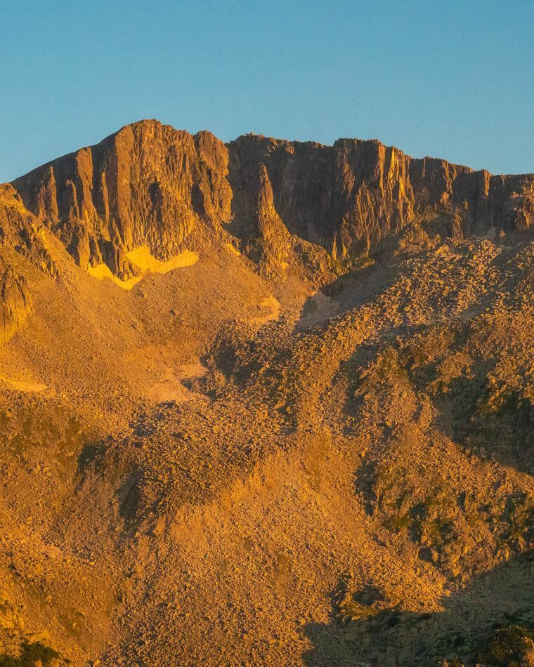 Pirin ridge at sunset alpenglow