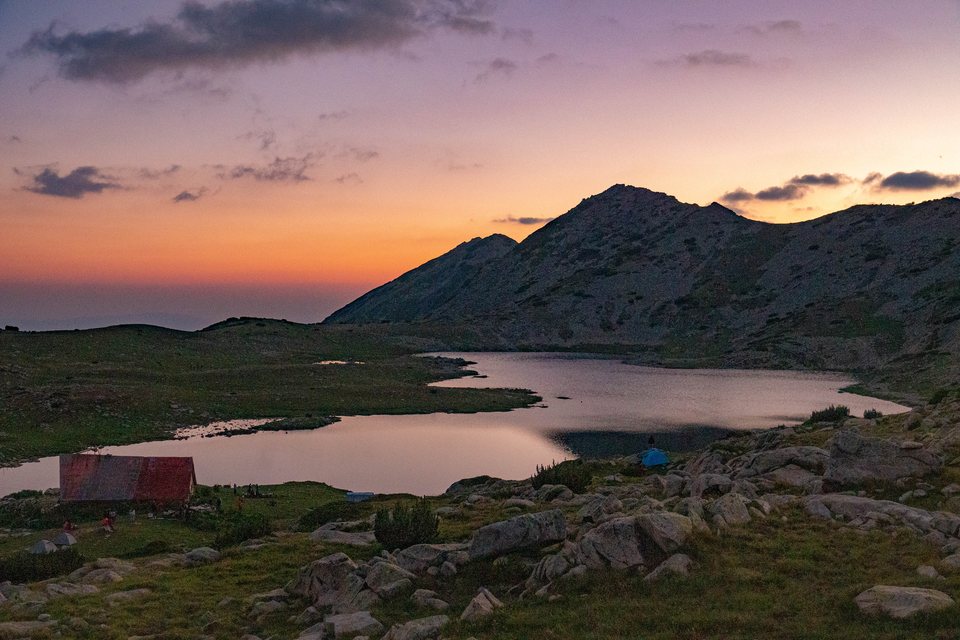 Evening at the Tevno Lake shelter