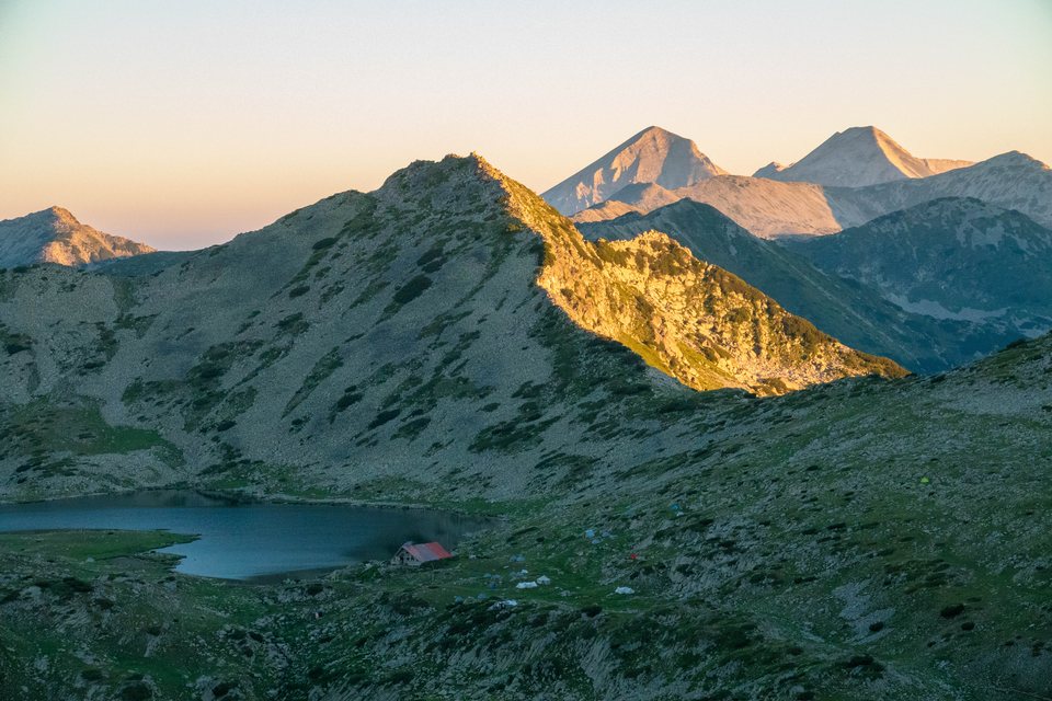 The ridge above camp, lit by the last sun