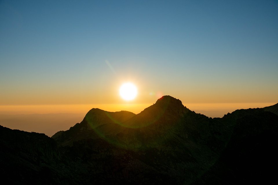 Sunrise breaking over the ridge